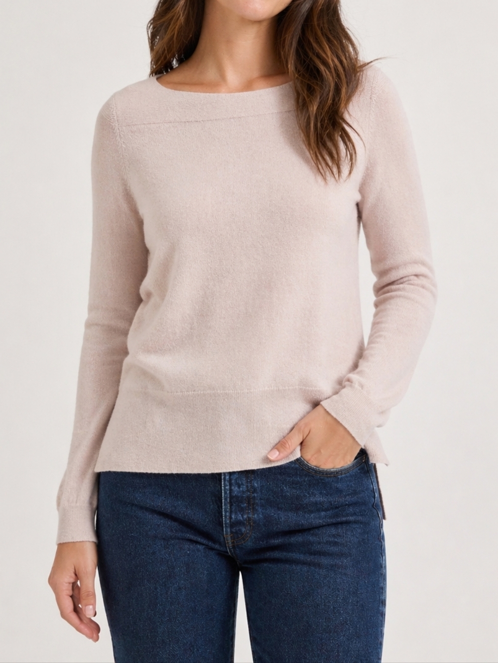 Nanette Lepore 100% Cashmere Sweater L Blush Pink Boat Neck Soft Luxury